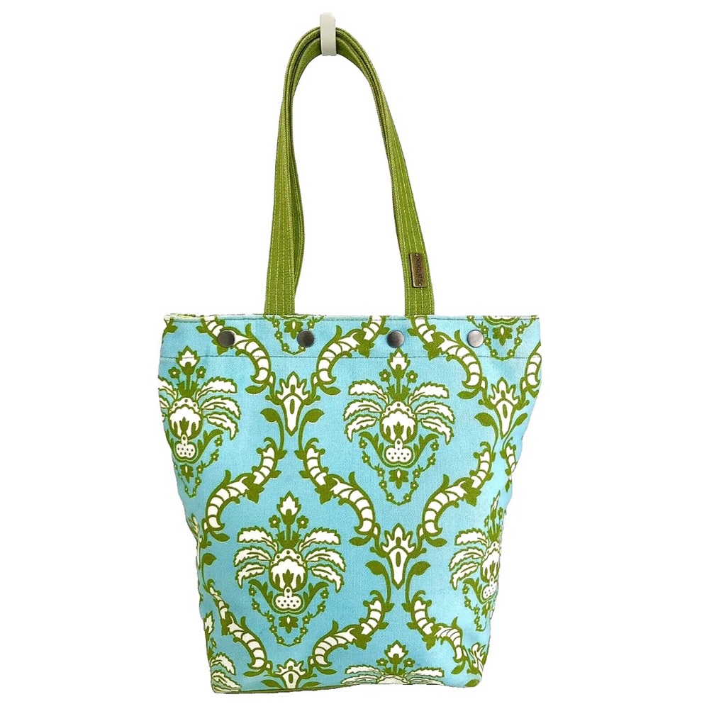 SaltBox Canvas Tote Purse Shoulder Bag Turquoise Blue Green Floral Lined Boho